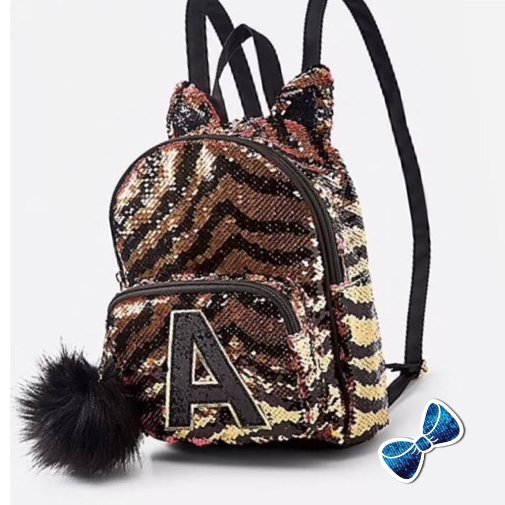 Justice Initial A Tiger Print Mini Backpack